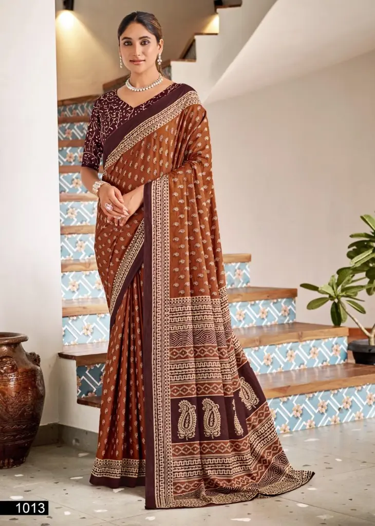 BAGRU PARI VOL                  🧵 Fabric :- PURE Heavy MUL MUL Cotton  printed saree...  (Saree cut 5.4 mtr / 0.8 mtr Blouse)